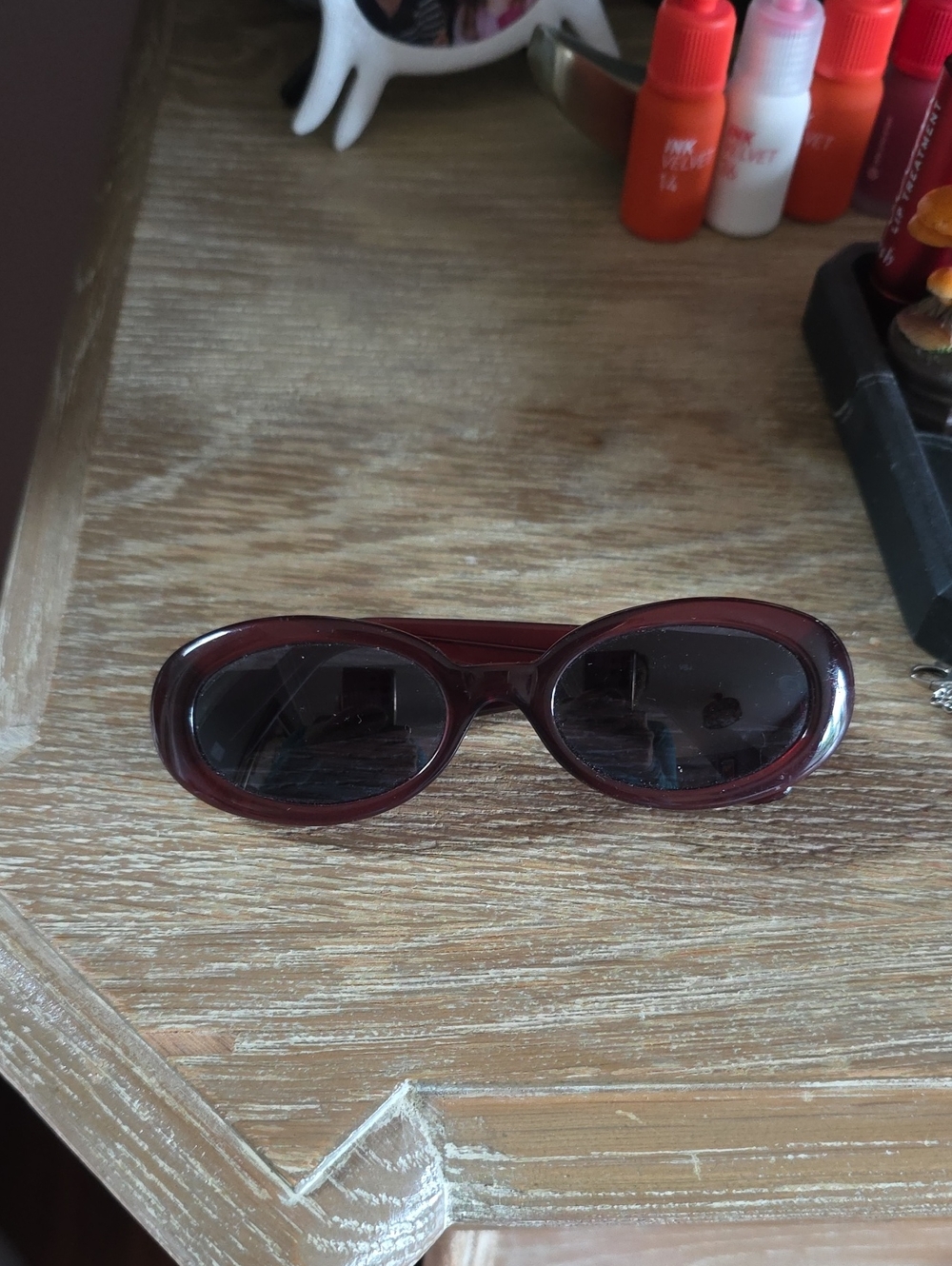 Authentic Vintage Fendi Stylish Women's Oval Sunglasses - Burgundy